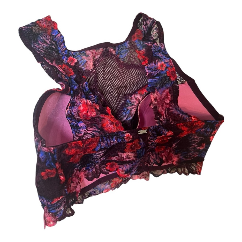 VICTORIA SECRET PINK VIVID FLORAL LACE PADDED UNDERWIRE BRA SIZE M DD - Picture 9 of 16